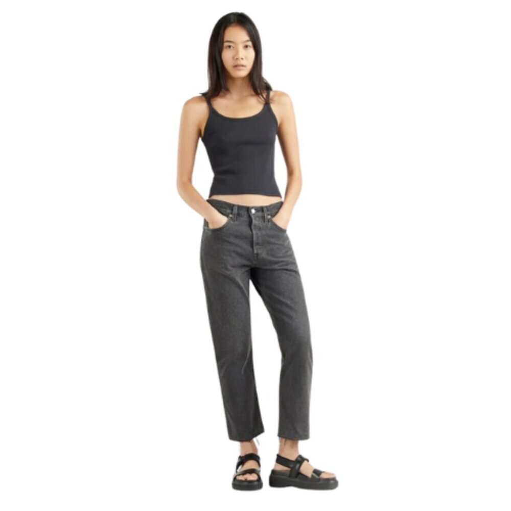 Levi's Womens 25 501 Crop Raw Hem Gray Wash Jeans